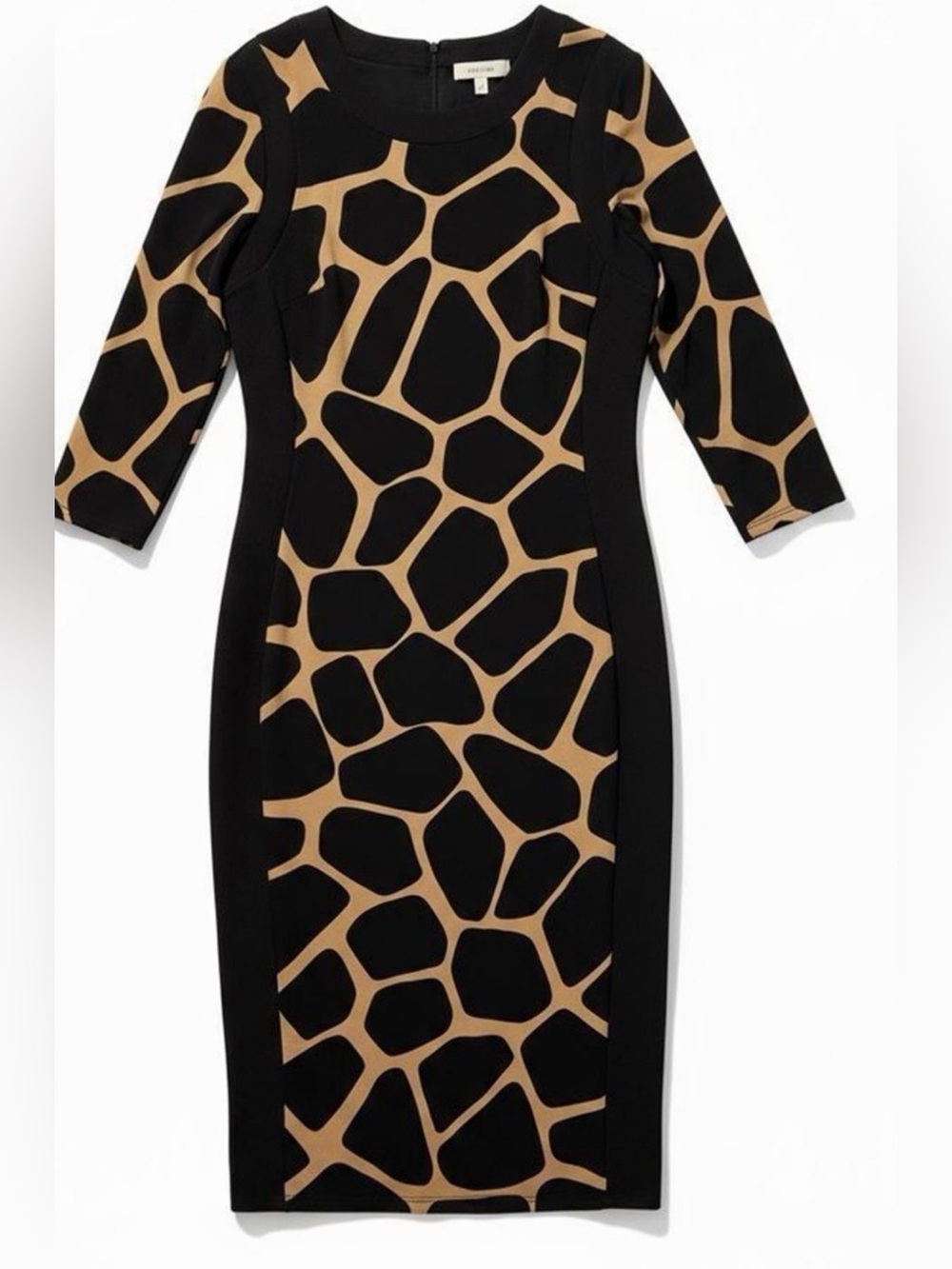 NWT Maggy London Black and Tan Giraffe-Print Shift Dress